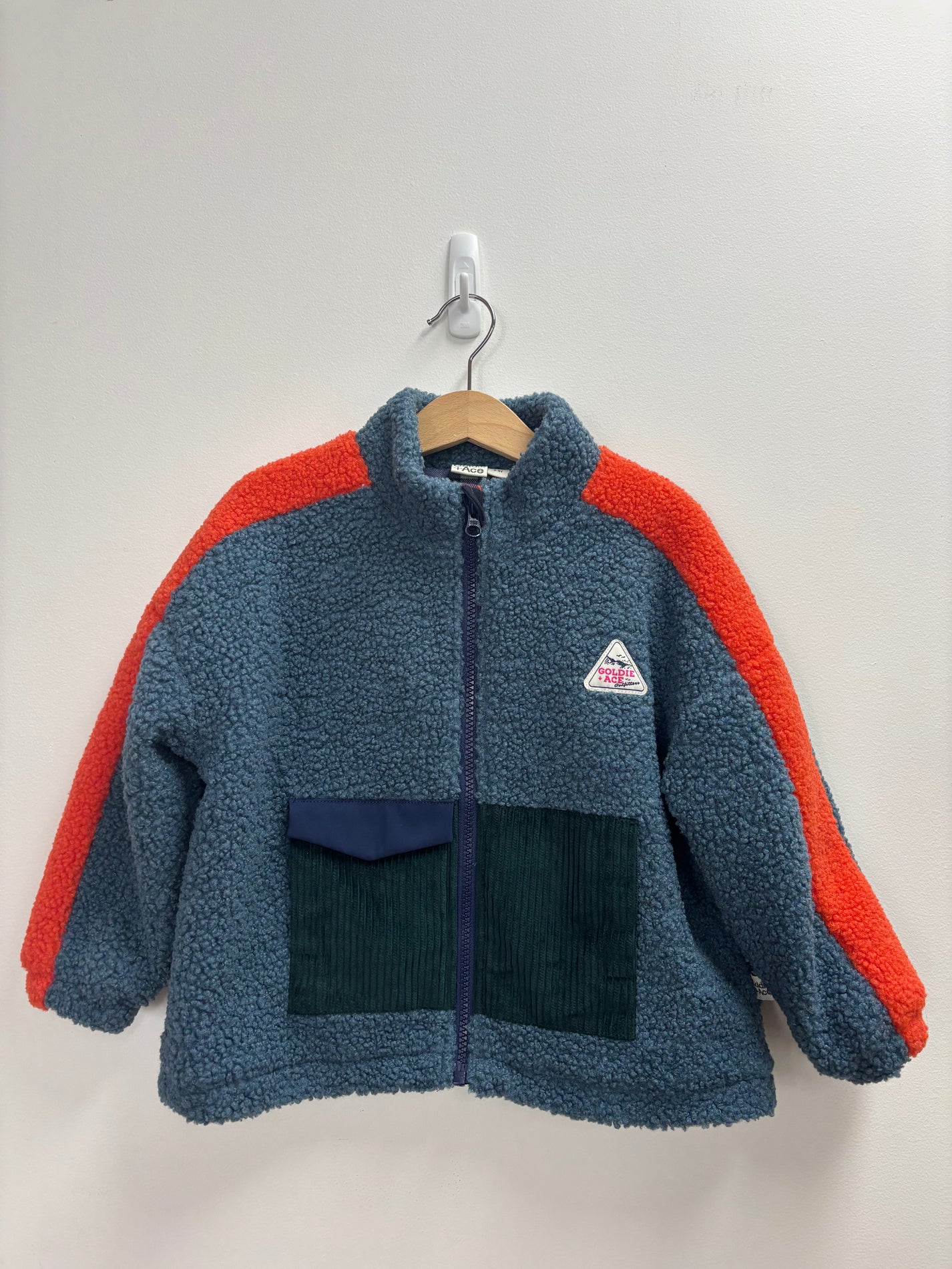 SHERPA POCKET JACKET STONE/GREEN/ORANGE - 3-4Y
