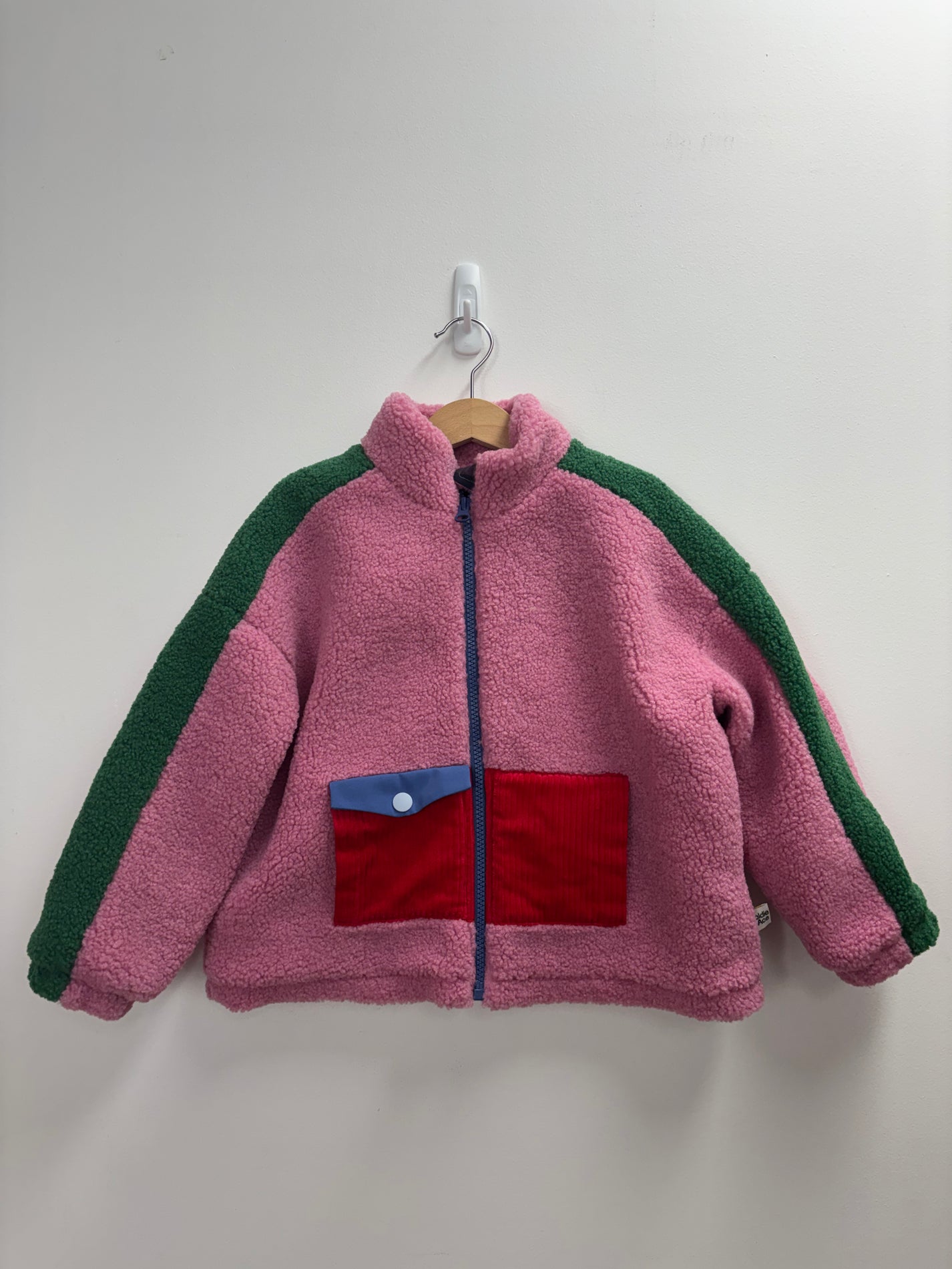 SHERPA POCKET JACKET PINK/RED/GREEN - 4Y