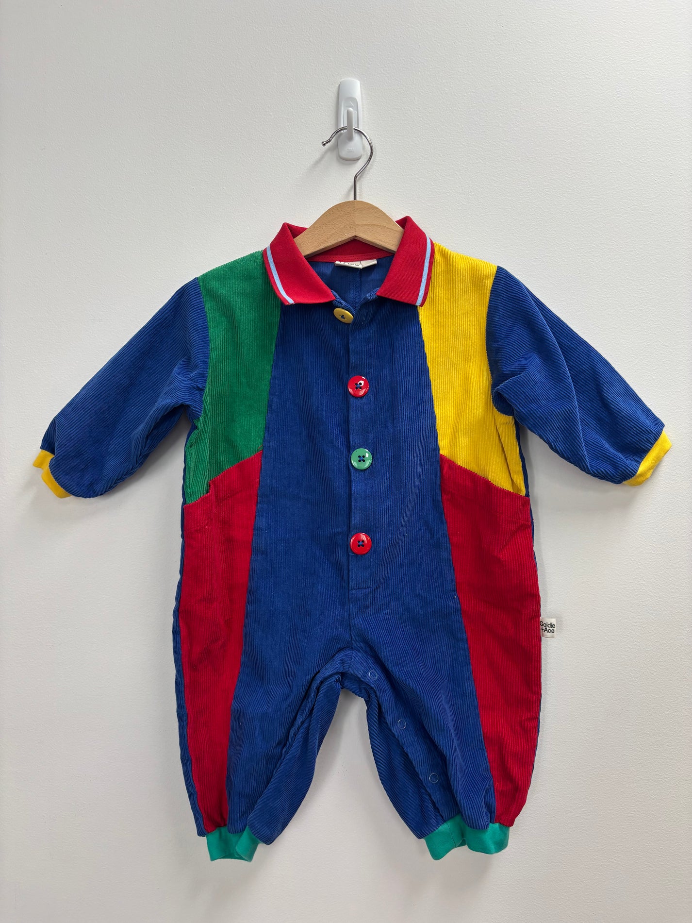 CORDUROY ROMPER PRIMARY - 6-12M
