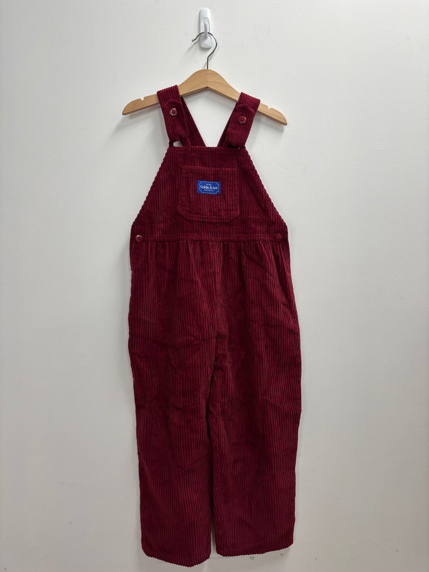SAMMY CORDUROY OVERALLS MAROON - 4Y
