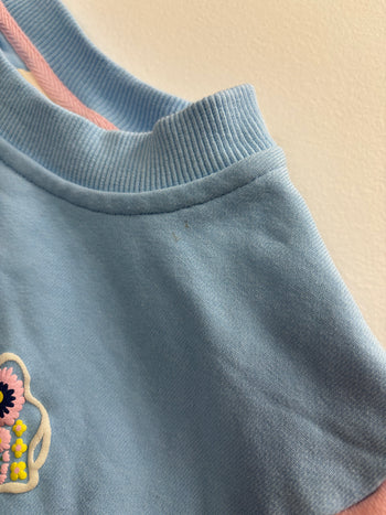 BUTTERFLY SWEATER BLUE/PINK (SMALL MARK ON SHOULDER) - 4Y