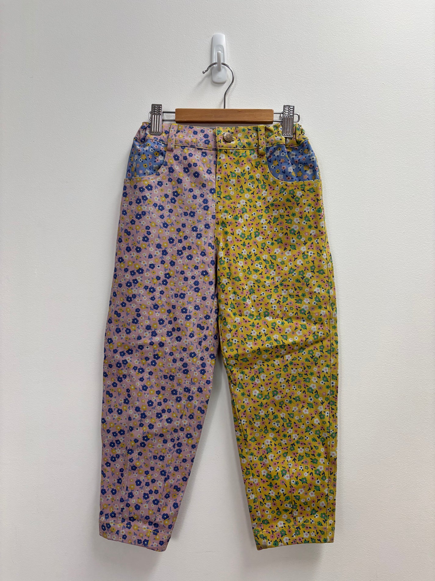DAISY PRINT CONTRAST PANT PINK/YELLOW - 4Y