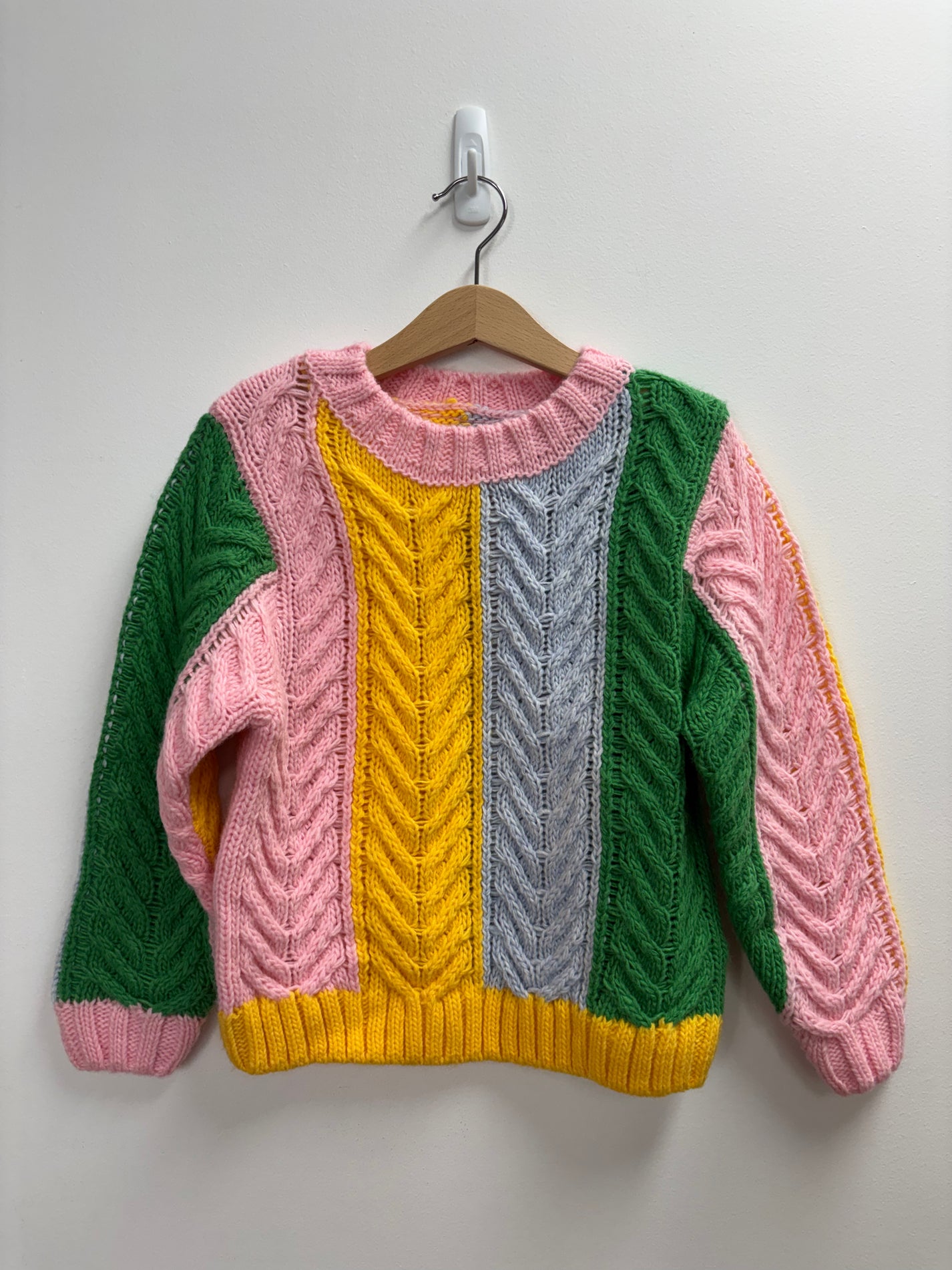 PANEL KNIT SWEATER PINK/GREEN/YELLOW - 4Y