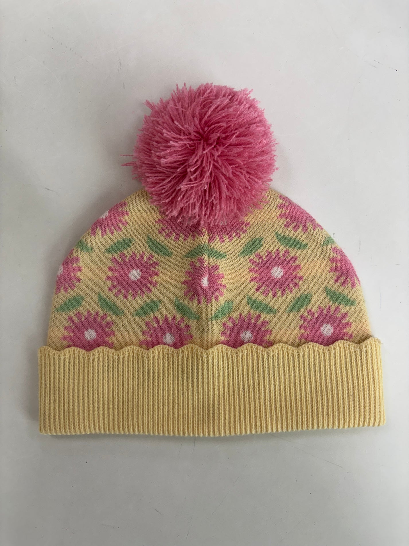 FLOWER PINK POM POM BEANIE NO LOGO - 3-6Y