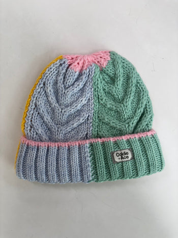 CABLE KNIT BEANIE BLUE/GREEN/PINK/YELLOW - 3-6Y