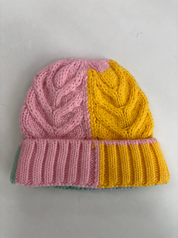 CABLE KNIT BEANIE BLUE/GREEN/PINK/YELLOW - 3-6Y