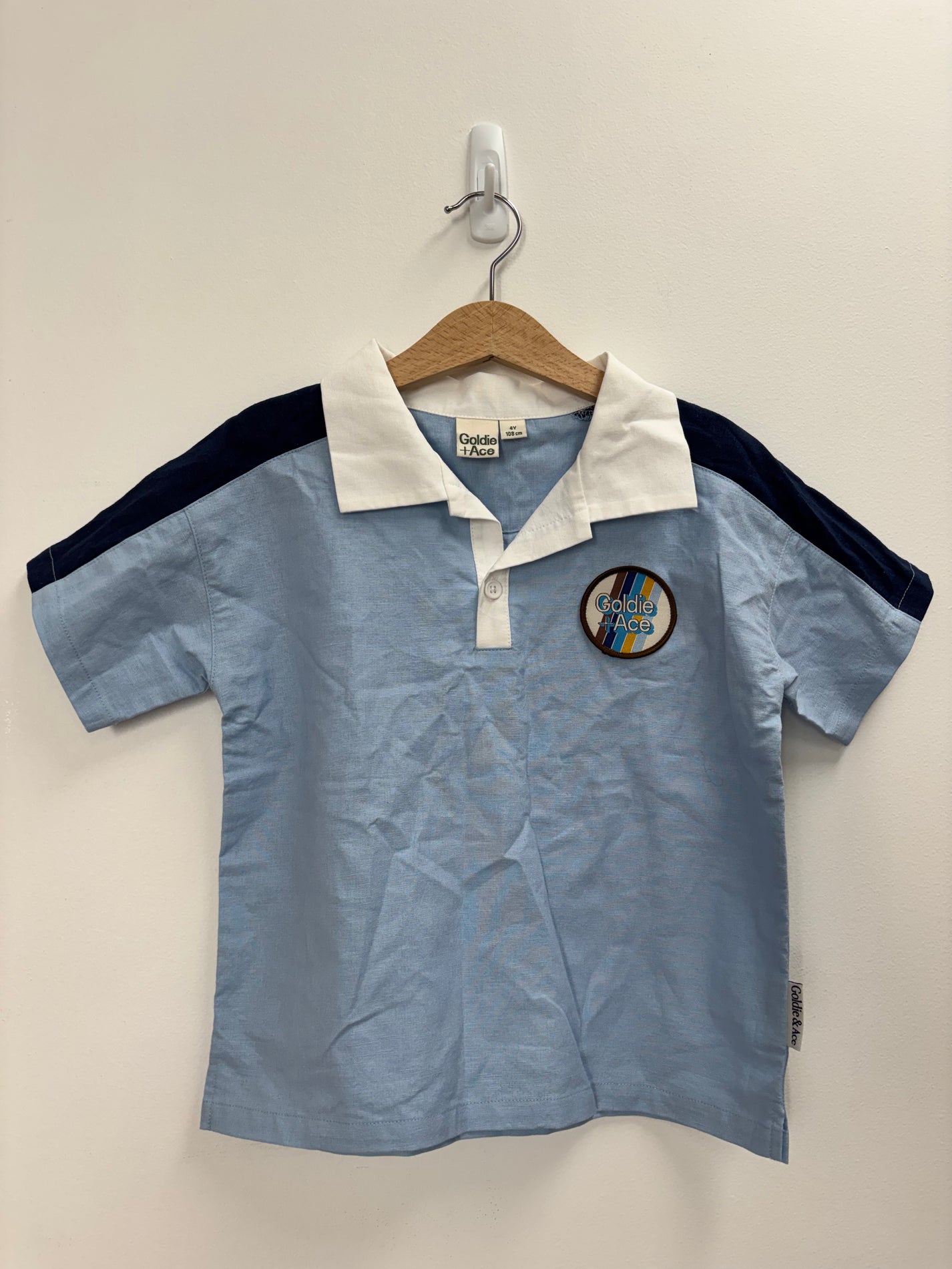 BLUE/NAVY POLO TOP - 4Y