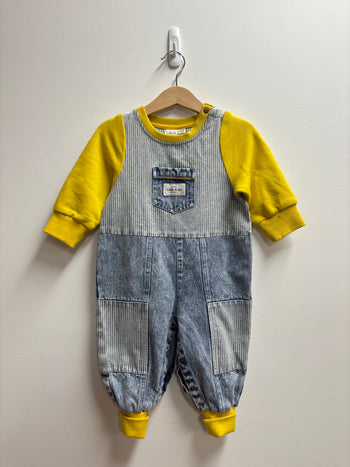 STRIPE YELLOW ROMPER (MARKED) - 6-12M