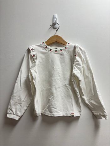 LONG SLEEVE STRAWBERRY TOP (FAINT MARKS) - 2Y