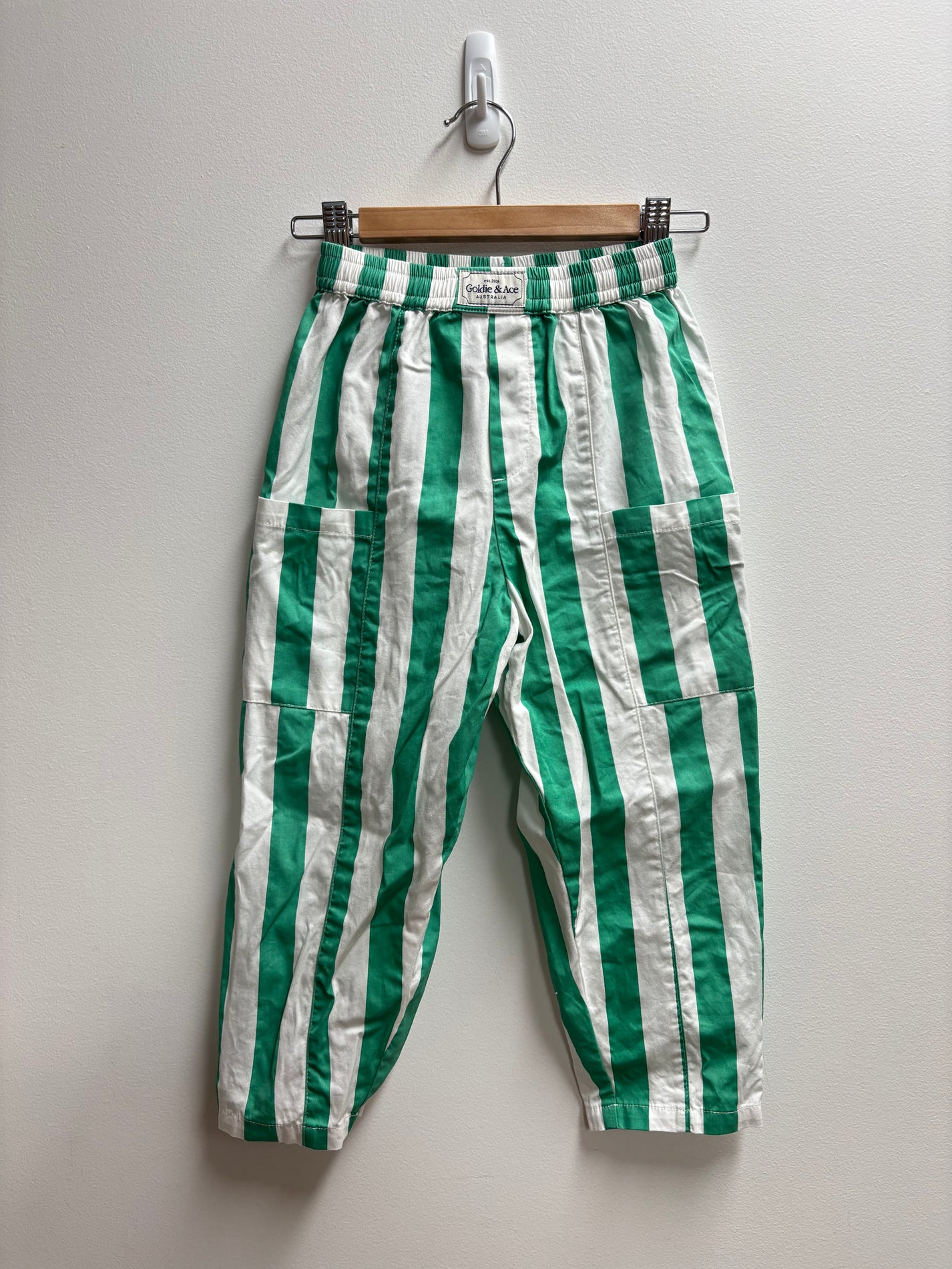 GREEN/WHITE STRIPE PANT (MARKED) - 4Y