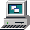 Illustration of a vintage computer with a screen and keyboard on a white background