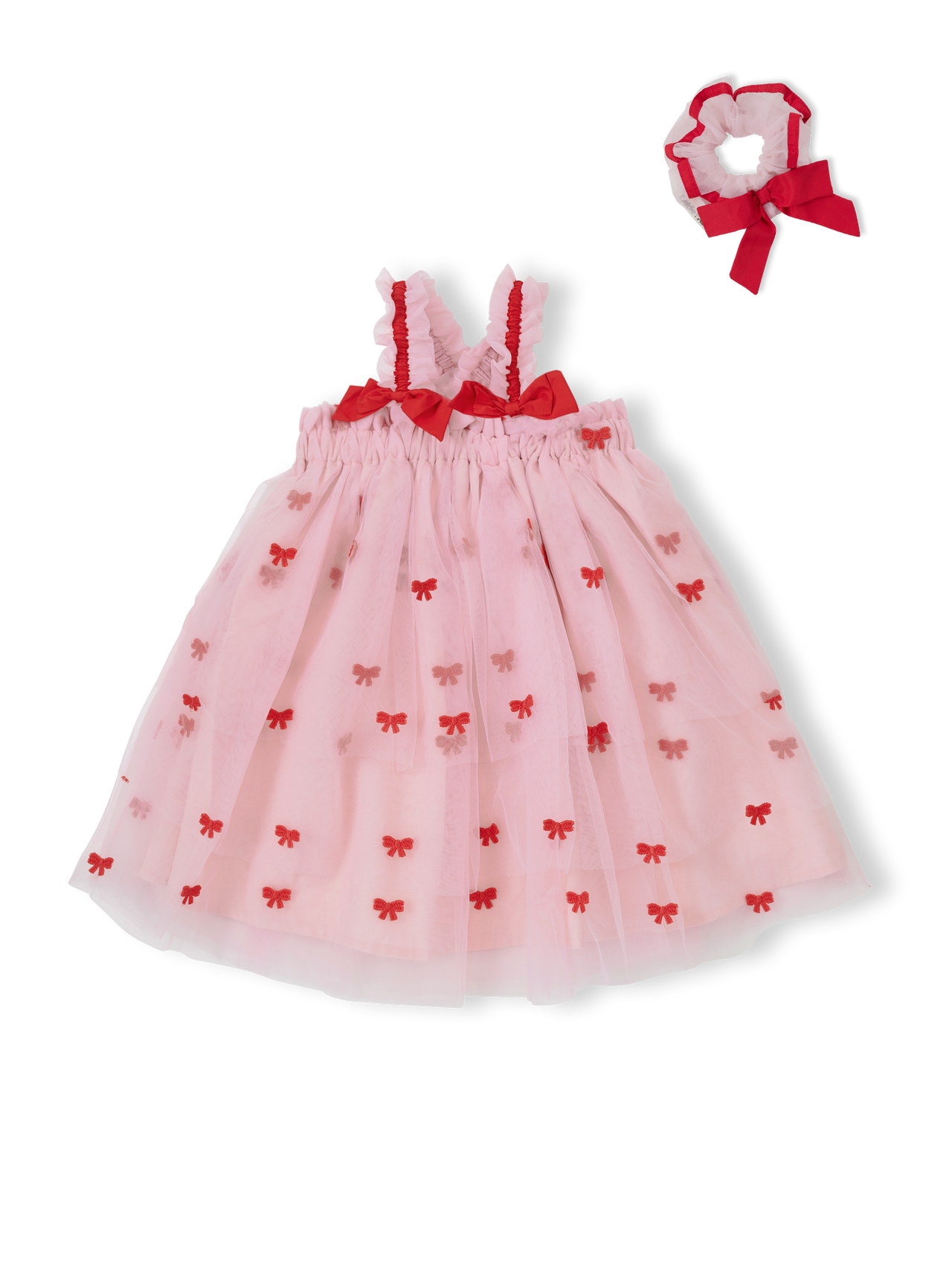 Babydoll Tulle Bow Dress & Scrunchie