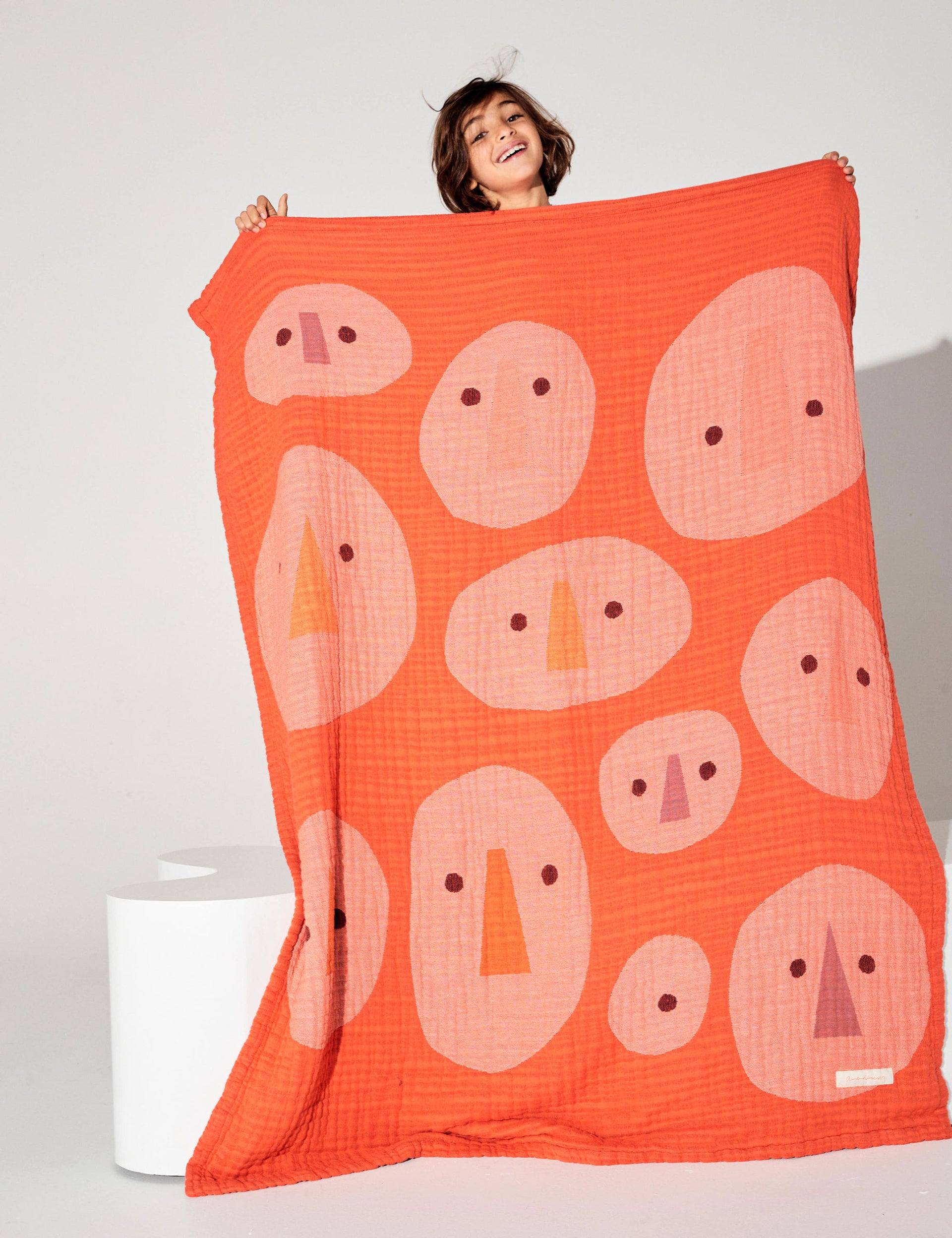 Goldie and Ace X Anna Kövecses Fun Faces Woven Bedspread Blanket