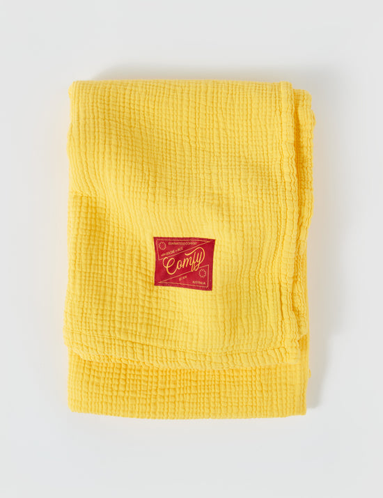 Goldie Vintage Washed Cotton Muslin Blanket Gold Daffodil