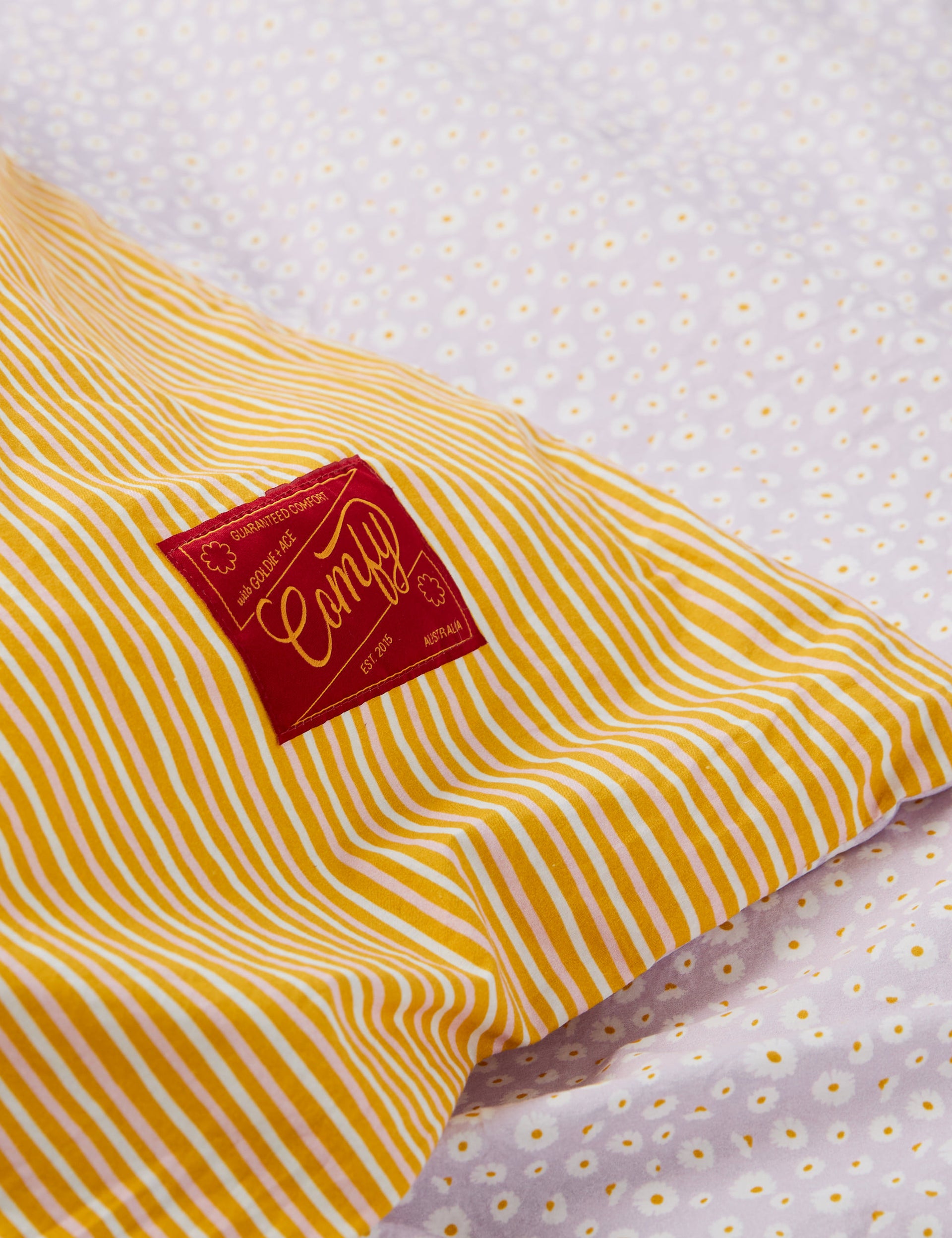 Daffodil Stripe Vintage Washed Cotton Reversible Quilt Cover