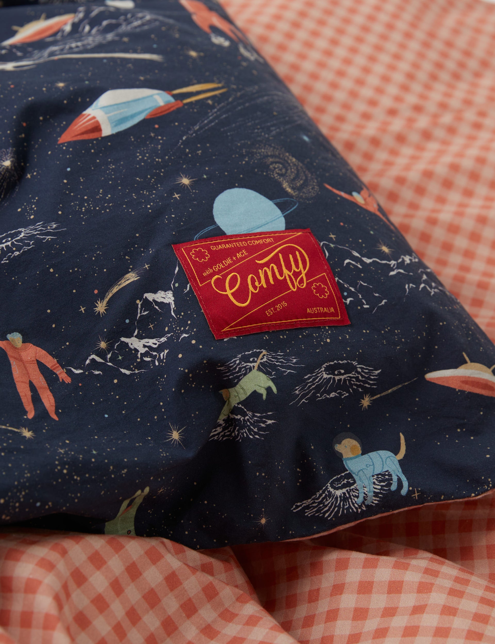 Outer Space Vintage Washed Cotton Reversible Quilt Cover