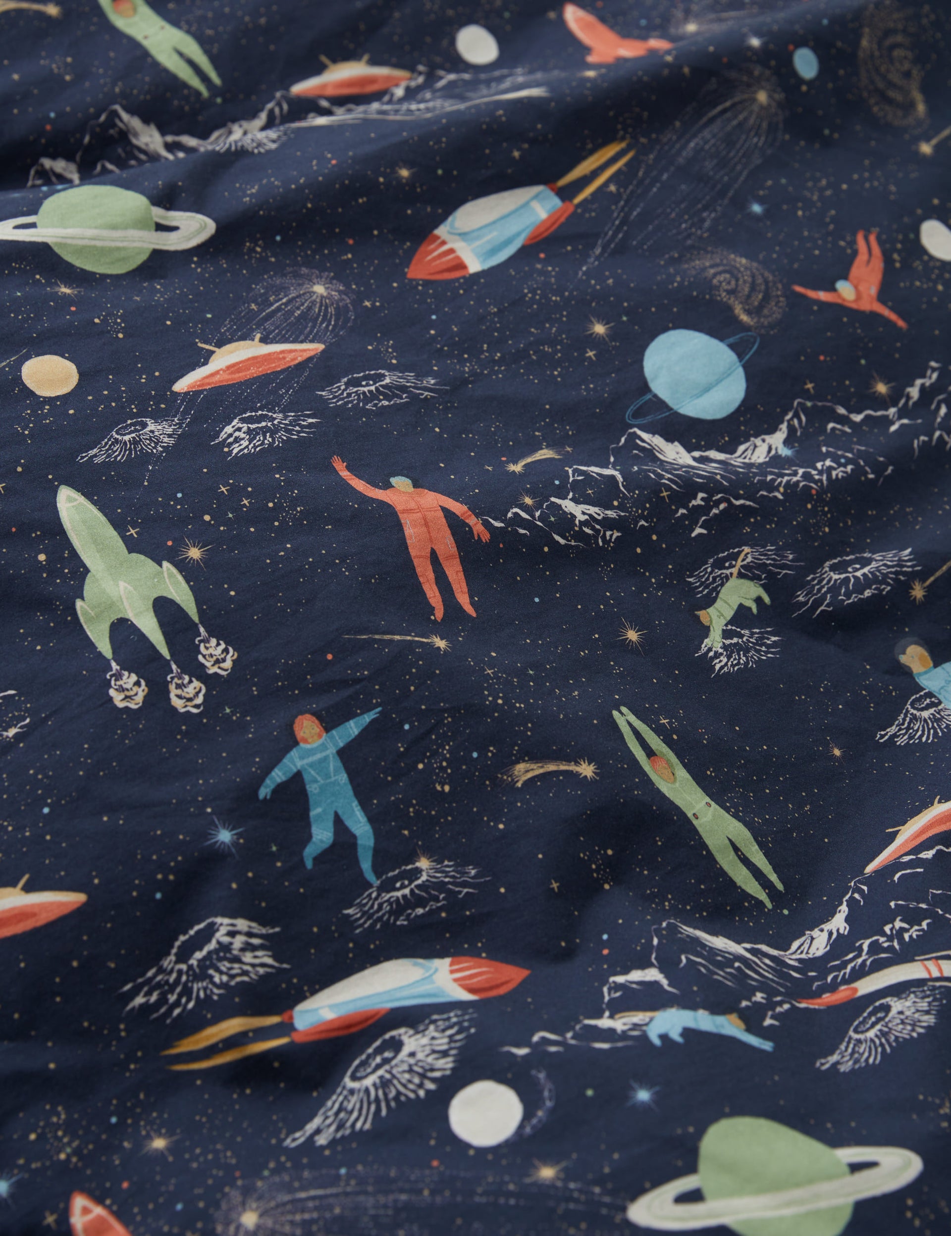 Outer Space Vintage Washed Cotton Reversible Quilt Cover