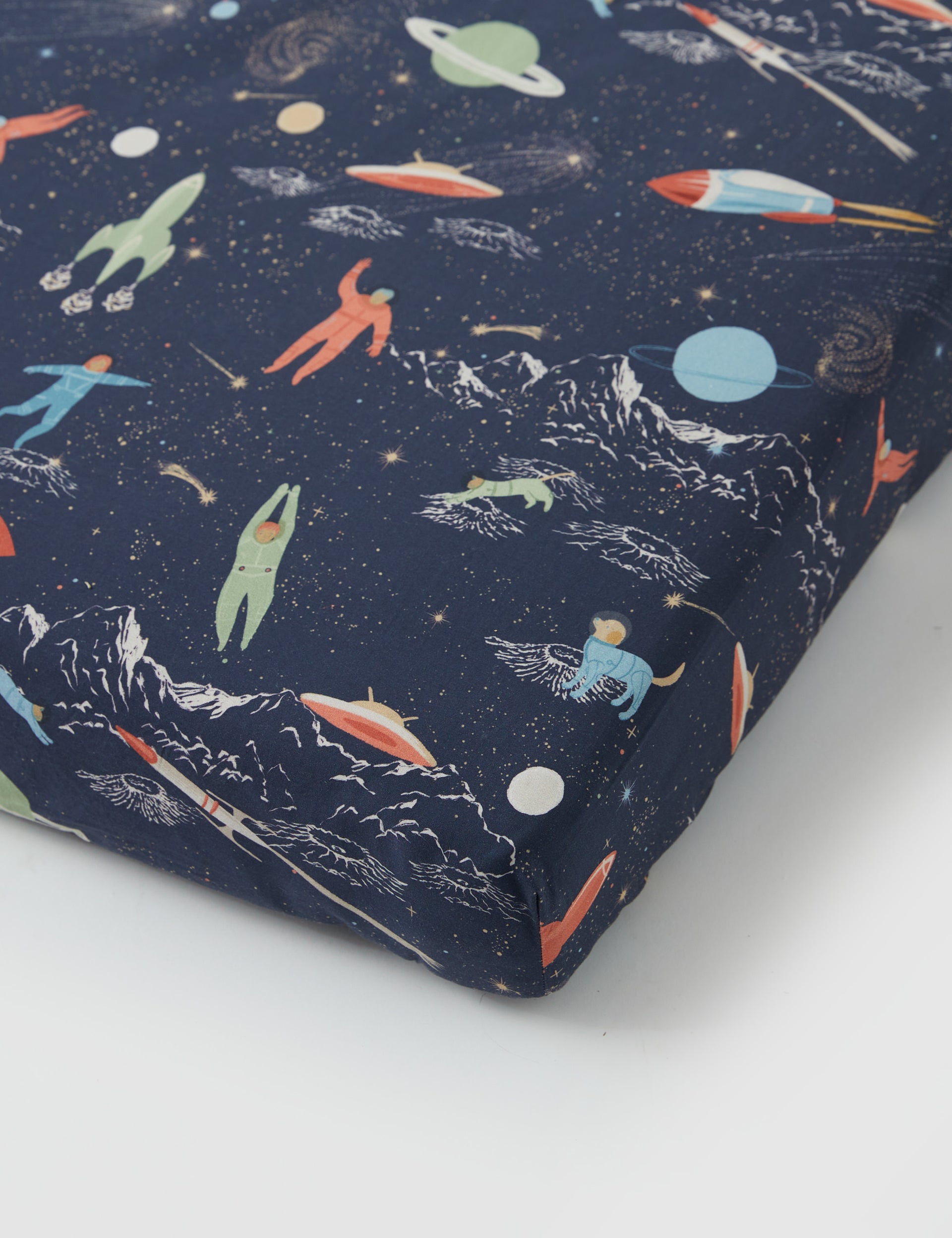 Outer Space Vintage Washed Cotton Fitted Sheet