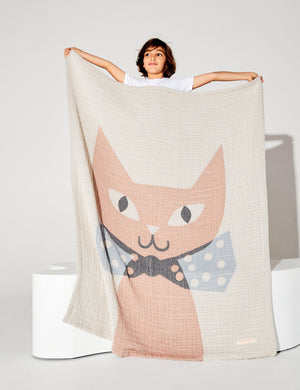 Goldie and Ace X Anna Kövecses Playful Cat Woven Bedspread Blanket