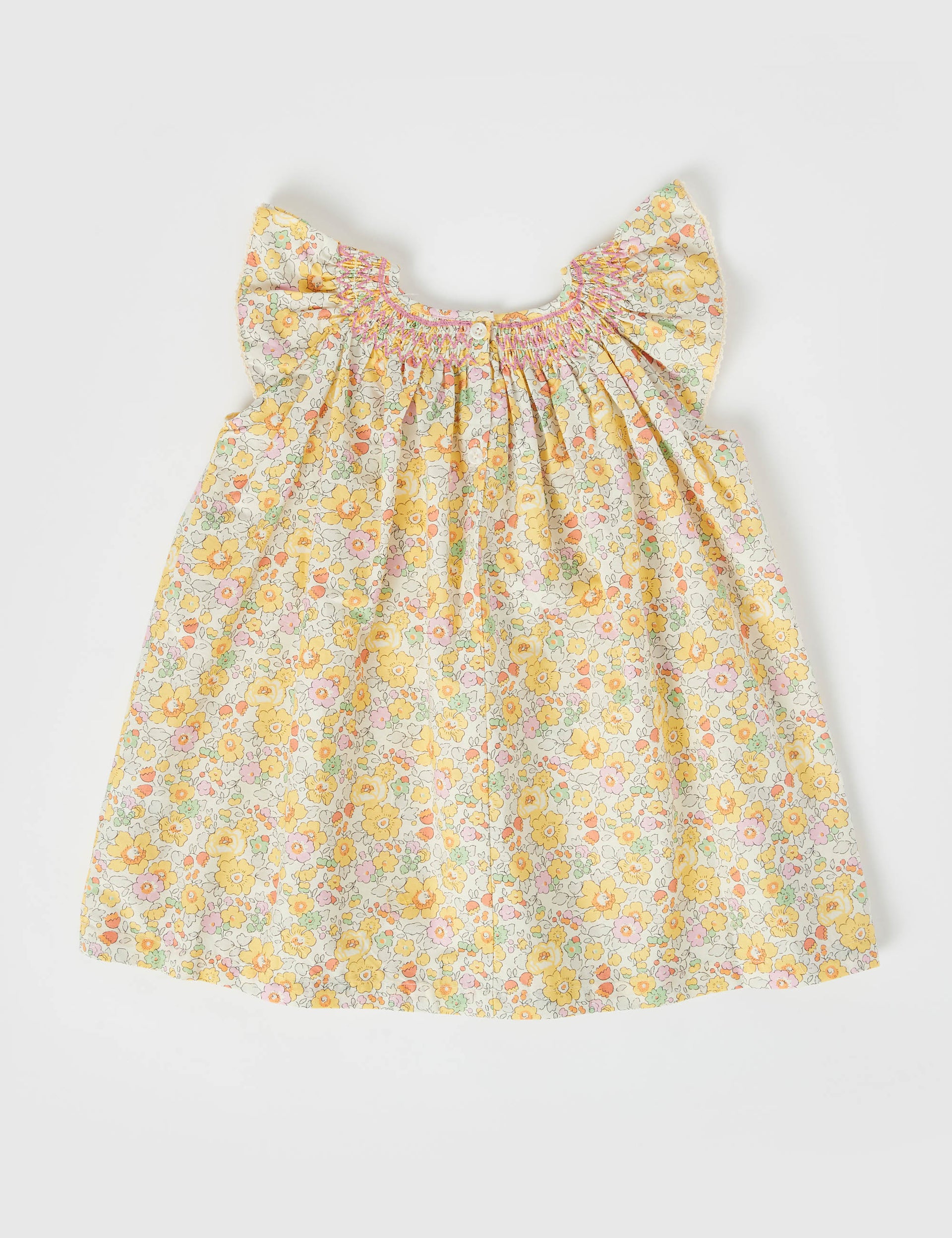 Penny Smocked Cotton Dress Betsy Yellow