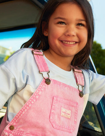 Burton Vintage Washed Denim Overalls Bubblegum