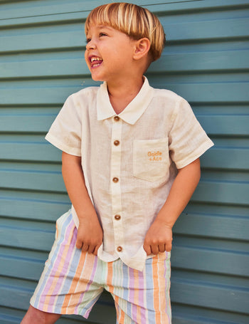 Noah Linen Shorts Pastel Stripe