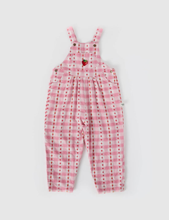 Goldie Vintage Overalls Very Berry Gingham Pink