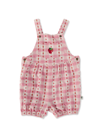 Very Berry Gingham Bubble Shortalls Pink