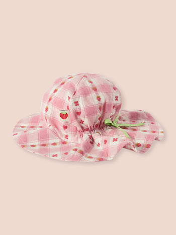 Very Berry Gingham Sun Hat Pink