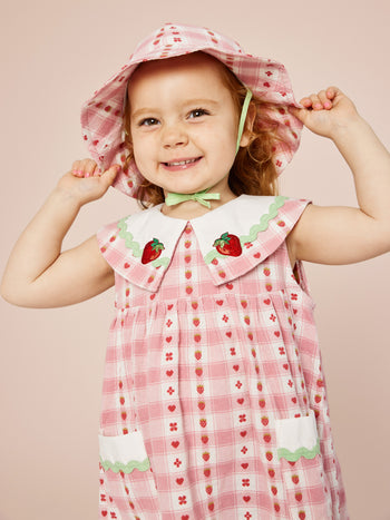 Very Berry Gingham Sun Hat Pink