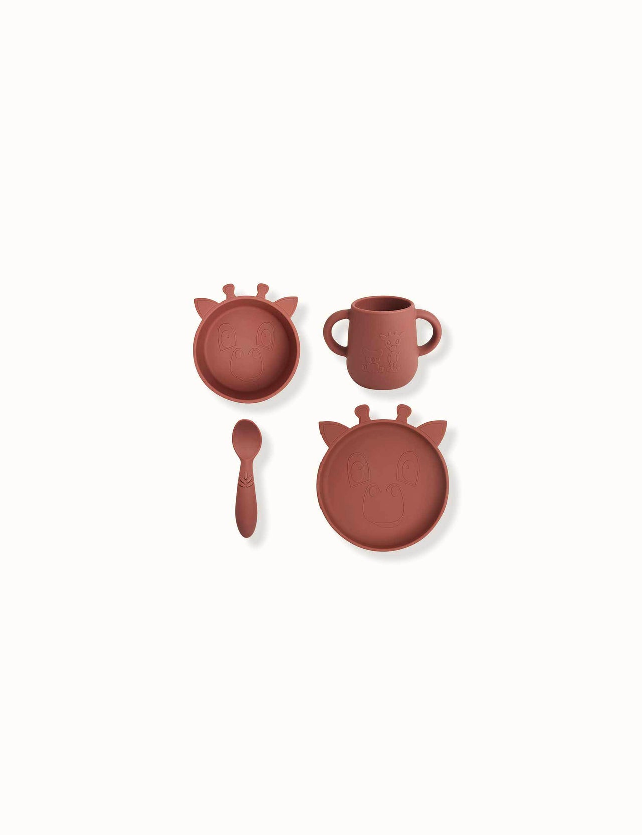 Lykke Silicone Dinner Set 4-pack Giraffe - Mahogany