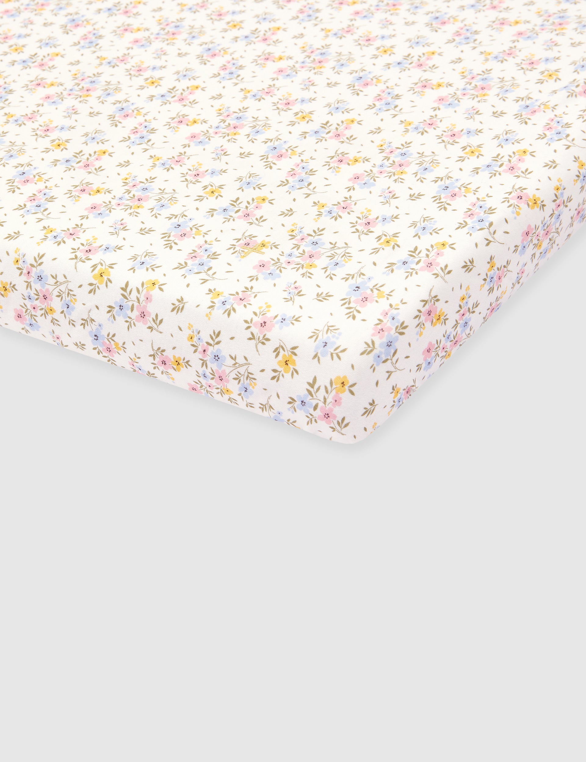 Ditzy Floral Print Fitted Sheet Antique White