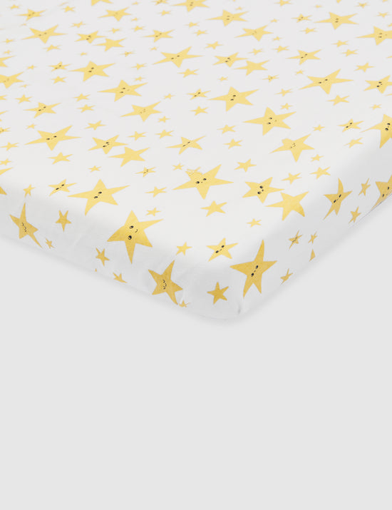 Oliver Star Print Fitted Sheet White