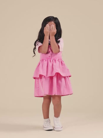Saskia Denim Frill Pinafore Dress