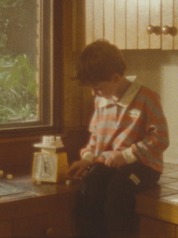 Rugby Stripe Terry Sweat Top Orange