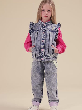 Elodie Embroidered Denim Vest