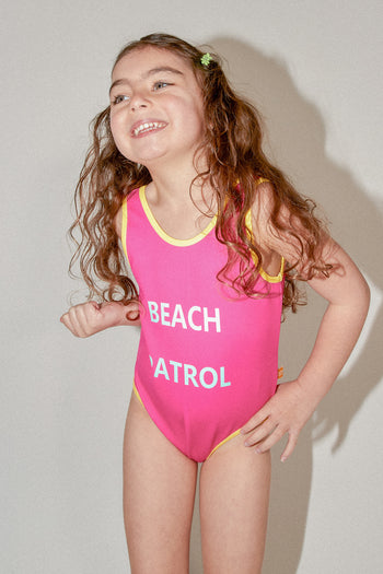 Beach Patrol Scoop Back Bathers Pink