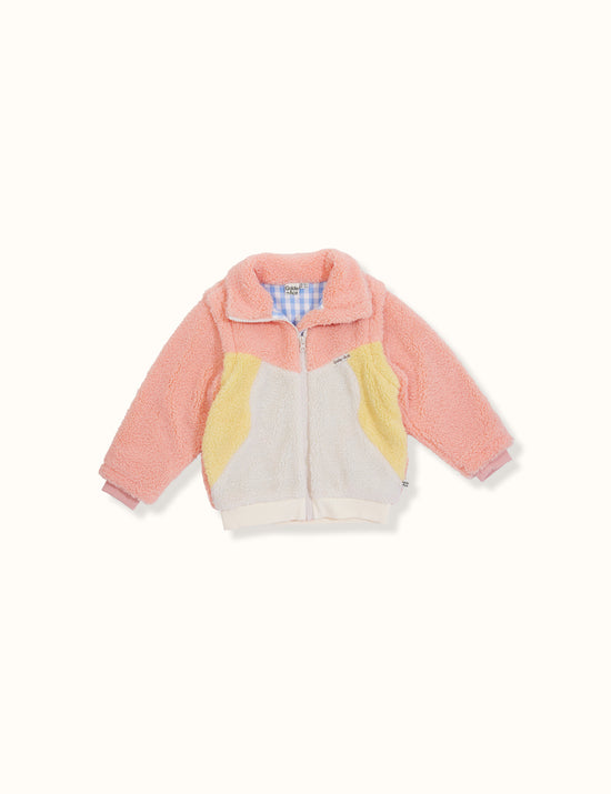 Maxx Shearling Jacket With Zip Off Sleeves Peach Cream