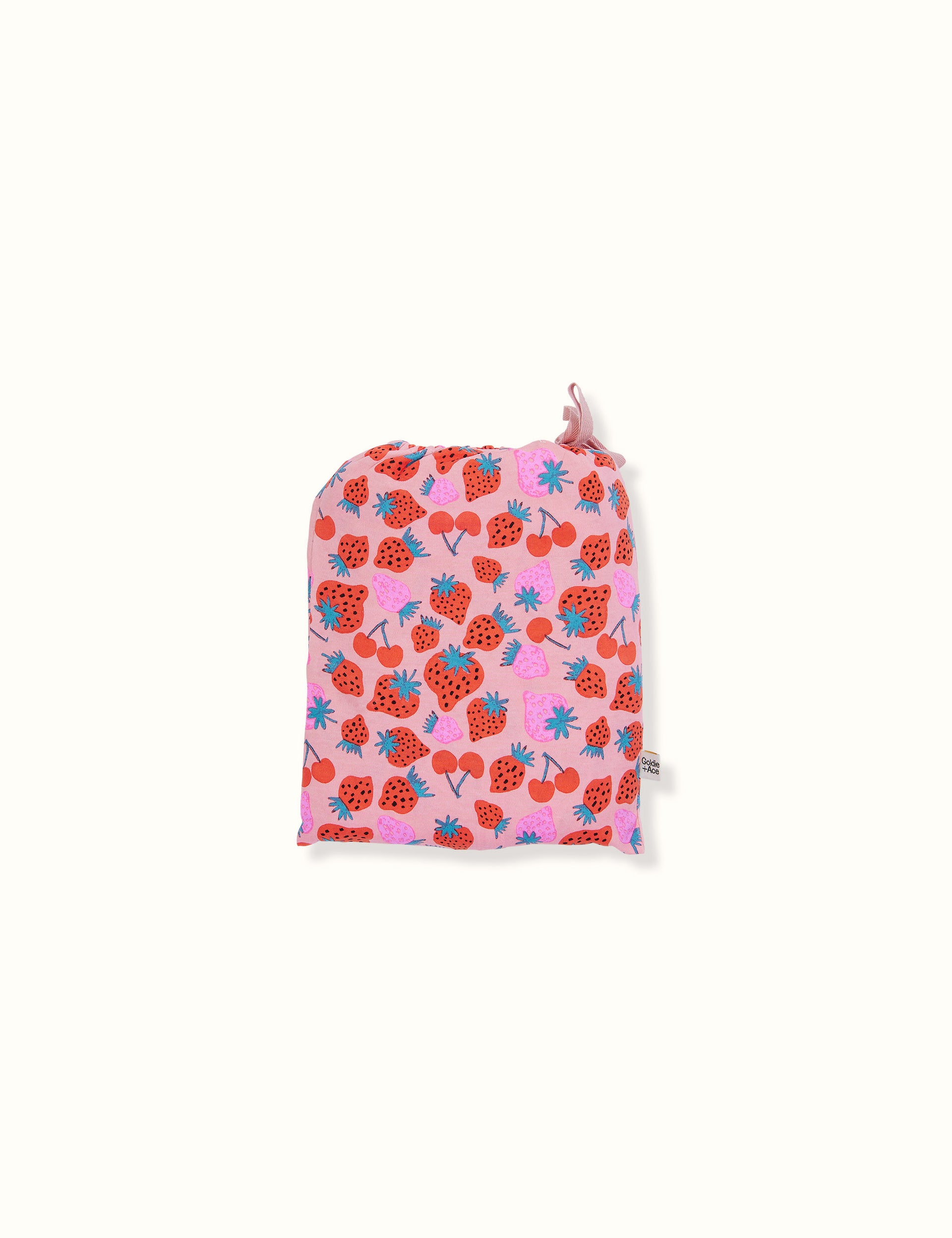Sally Strawberry Print Fitted Sheet Pink