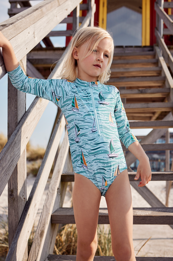 Yacht Club Zip Up Sunsuit Ocean