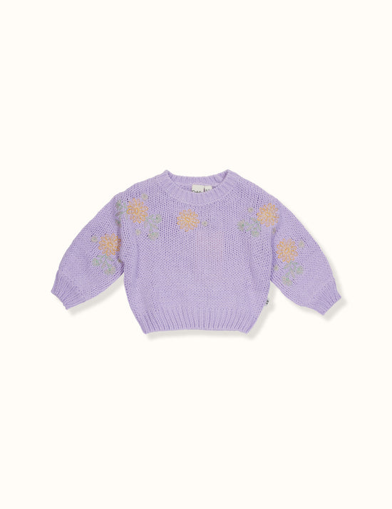 Susie Cropped Knit Sweater Purple
