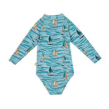 Yacht Club Zip Up Sunsuit Ocean