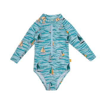 Yacht Club Zip Up Sunsuit Ocean